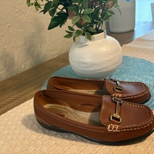 Thom McAn Brown Leather Tan Horse Bit-Detail Classic Loafers Size 7